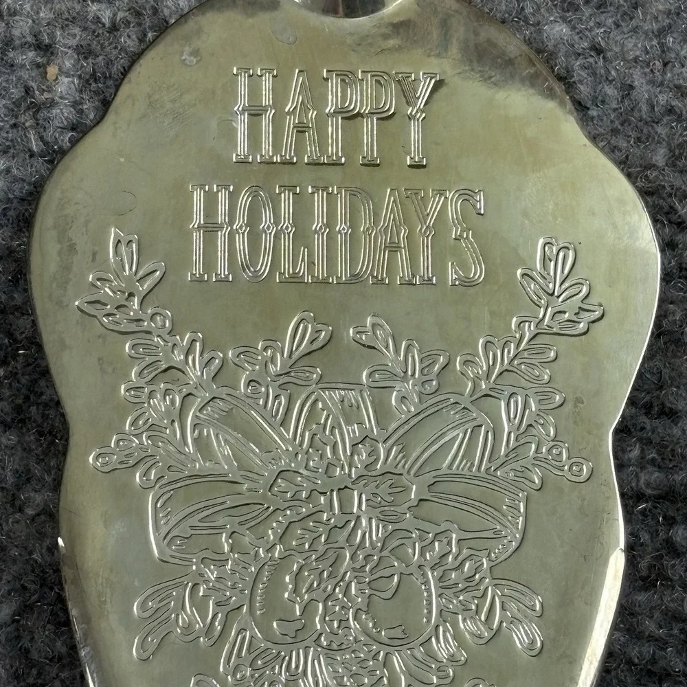 Christmas Y2K Holiday Home Accents Happy Holidays Silverplated‎ Cake Server